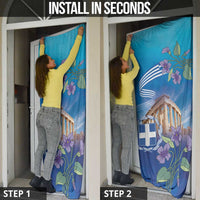 Greece Athens Door Cover Viola Odorata with Emblem Design - Wonder Print Shop