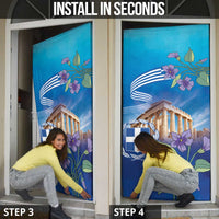 Greece Athens Door Cover Viola Odorata with Emblem Design - Wonder Print Shop