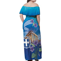 Greece Athens Family Matching Off Shoulder Maxi Dress and Hawaiian Shirt Viola Odorata with Emblem Design - Wonder Print Shop