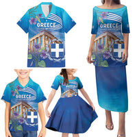 Greece Athens Family Matching Puletasi and Hawaiian Shirt Viola Odorata with Emblem Design - Wonder Print Shop