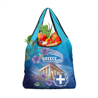 Greece Athens Grocery Bag Viola Odorata with Emblem Design - Wonder Print Shop