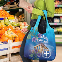 Greece Athens Grocery Bag Viola Odorata with Emblem Design - Wonder Print Shop