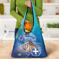 Greece Athens Grocery Bag Viola Odorata with Emblem Design - Wonder Print Shop