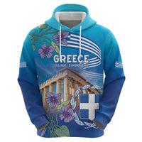 Greece Athens Hoodie Viola Odorata with Emblem Design - Wonder Print Shop