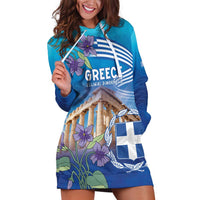 Greece Athens Hoodie Dress Viola Odorata with Emblem Design - Wonder Print Shop