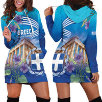 Greece Athens Hoodie Dress Viola Odorata with Emblem Design - Wonder Print Shop
