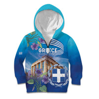 Greece Athens Kid Hoodie Viola Odorata with Emblem Design - Wonder Print Shop