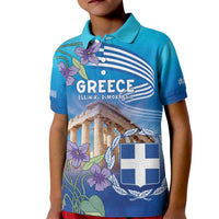 Greece Athens Kid Polo Shirt Viola Odorata with Emblem Design - Wonder Print Shop