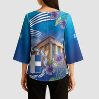 Greece Athens Kimono Sleeve Blouse Viola Odorata with Emblem Design - Wonder Print Shop