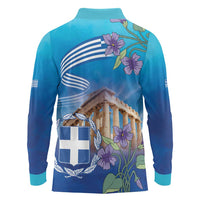 Greece Athens Long Sleeve Polo Shirt Viola Odorata with Emblem Design - Wonder Print Shop