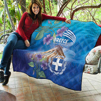 Greece Athens Quilt Viola Odorata with Emblem Design - Wonder Print Shop