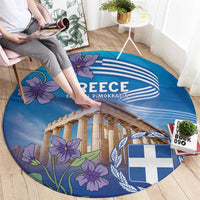 Greece Athens Round Carpet Viola Odorata with Emblem Design - Wonder Print Shop