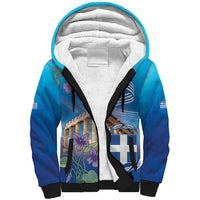Greece Athens Sherpa Hoodie Viola Odorata with Emblem Design - Wonder Print Shop