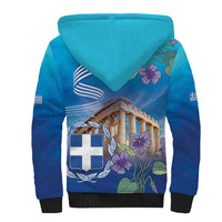 Greece Athens Sherpa Hoodie Viola Odorata with Emblem Design - Wonder Print Shop