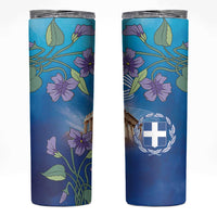 Greece Athens Skinny Tumbler Viola Odorata with Emblem Design - Wonder Print Shop
