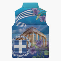 Greece Athens Sleeveless Puffer Jacket Viola Odorata with Emblem Design - Wonder Print Shop