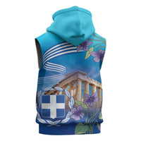 Greece Athens Sleeveless Zip Hoodie Viola Odorata with Emblem Design - Wonder Print Shop