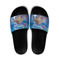 Greece Athens Slide Sandals Viola Odorata with Emblem Design - Wonder Print Shop