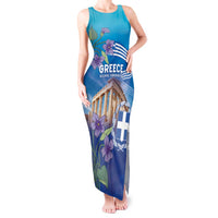 Greece Athens Tank Maxi Dress Viola Odorata with Emblem Design - Wonder Print Shop