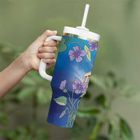 Greece Athens Tumbler With Handle Viola Odorata with Emblem Design - Wonder Print Shop