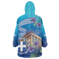Greece Athens Wearable Blanket Hoodie Viola Odorata with Emblem Design - Wonder Print Shop