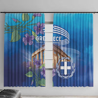 Greece Athens Window Curtain Viola Odorata with Emblem Design - Wonder Print Shop