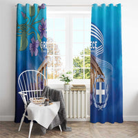 Greece Athens Window Curtain Viola Odorata with Emblem Design - Wonder Print Shop