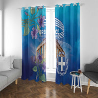 Greece Athens Window Curtain Viola Odorata with Emblem Design - Wonder Print Shop