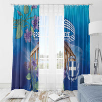 Greece Athens Window Curtain Viola Odorata with Emblem Design - Wonder Print Shop