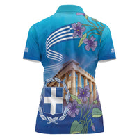 Greece Athens Women Polo Shirt Viola Odorata with Emblem Design - Wonder Print Shop
