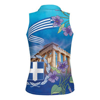Greece Athens Women Sleeveless Polo Shirt Viola Odorata with Emblem Design - Wonder Print Shop