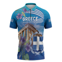 Greece Athens Zipper Polo Shirt Viola Odorata with Emblem Design - Wonder Print Shop