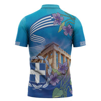 Greece Athens Zipper Polo Shirt Viola Odorata with Emblem Design - Wonder Print Shop
