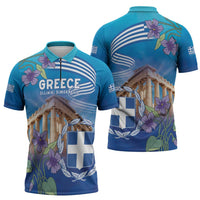 Greece Athens Zipper Polo Shirt Viola Odorata with Emblem Design - Wonder Print Shop