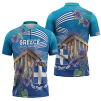 Greece Athens Zipper Polo Shirt Viola Odorata with Emblem Design - Wonder Print Shop