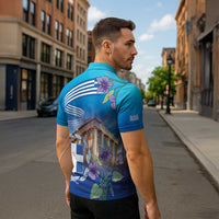 Greece Athens Zipper Polo Shirt Viola Odorata with Emblem Design - Wonder Print Shop