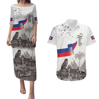 Haiti Citadelle Laferriere Couples Matching Puletasi and Hawaiian Shirt Hispaniolan Trogon and Plumeria - Wonder Print Shop