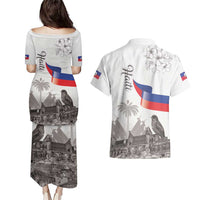 Haiti Citadelle Laferriere Couples Matching Puletasi and Hawaiian Shirt Hispaniolan Trogon and Plumeria - Wonder Print Shop