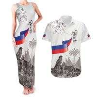 Haiti Citadelle Laferriere Couples Matching Tank Maxi Dress and Hawaiian Shirt Hispaniolan Trogon and Plumeria - Wonder Print Shop