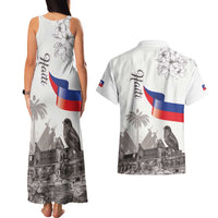 Haiti Citadelle Laferriere Couples Matching Tank Maxi Dress and Hawaiian Shirt Hispaniolan Trogon and Plumeria - Wonder Print Shop