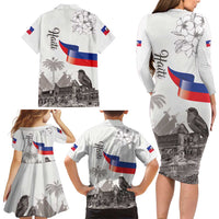 Haiti Citadelle Laferriere Family Matching Long Sleeve Bodycon Dress and Hawaiian Shirt Hispaniolan Trogon and Plumeria - Wonder Print Shop