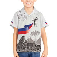 Haiti Citadelle Laferriere Family Matching Off Shoulder Short Dress and Hawaiian Shirt Hispaniolan Trogon and Plumeria - Wonder Print Shop