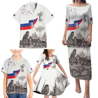 Haiti Citadelle Laferriere Family Matching Puletasi and Hawaiian Shirt Hispaniolan Trogon and Plumeria - Wonder Print Shop