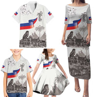 Haiti Citadelle Laferriere Family Matching Puletasi and Hawaiian Shirt Hispaniolan Trogon and Plumeria - Wonder Print Shop