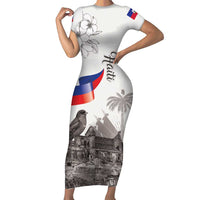 Haiti Citadelle Laferriere Family Matching Short Sleeve Bodycon Dress and Hawaiian Shirt Hispaniolan Trogon and Plumeria - Wonder Print Shop