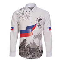 Haiti Citadelle Laferriere Long Sleeve Button Shirt Hispaniolan Trogon and Plumeria - Wonder Print Shop