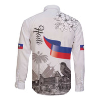 Haiti Citadelle Laferriere Long Sleeve Button Shirt Hispaniolan Trogon and Plumeria - Wonder Print Shop