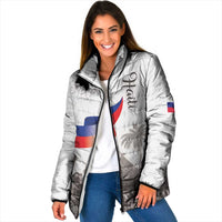 Haiti Citadelle Laferriere Padded Jacket Hispaniolan Trogon and Plumeria - Wonder Print Shop