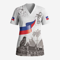 Haiti Citadelle Laferriere Scrub Top Hispaniolan Trogon and Plumeria - Wonder Print Shop