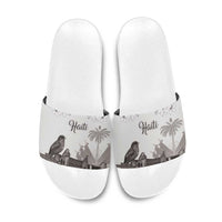 Haiti Citadelle Laferriere Slide Sandals Hispaniolan Trogon and Plumeria - Wonder Print Shop